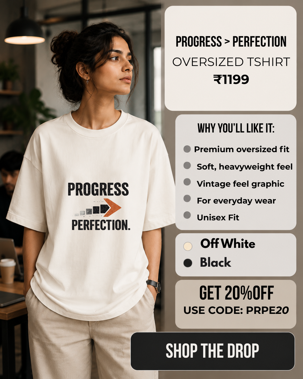Progress>Perfection Oversized T Shirt White