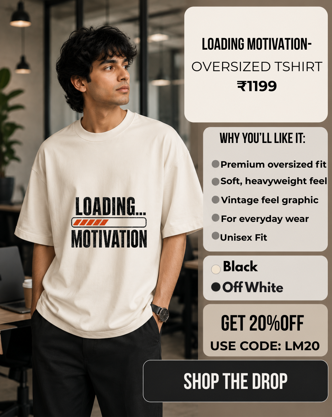 Loading... Motivation Oversized T-Shirt-Black